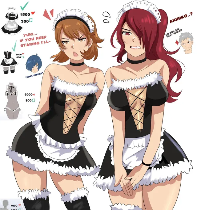 Maids Yukari and Mitsuri Strip Game [Persona]