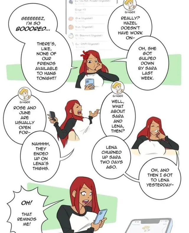 {image} love how some preds and willing preys are so casual about death 😅 (art by GravidTea)