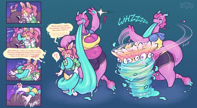 {comic} Tongue-Twisted (keffotin) [furry, absorption vore, trans women, body part tf, pleasurable absorption]