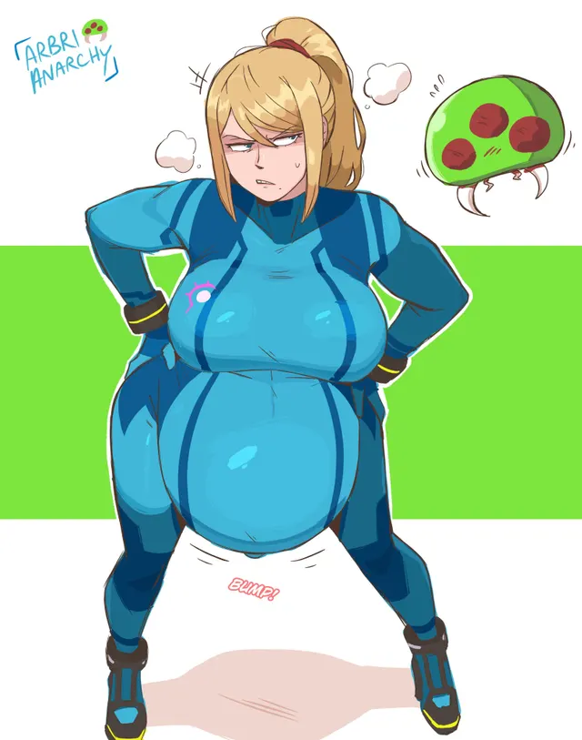 Hard to carry herself with this huge and heavy Preggo Bump (Samus Aran) [Arbri Anarchy]