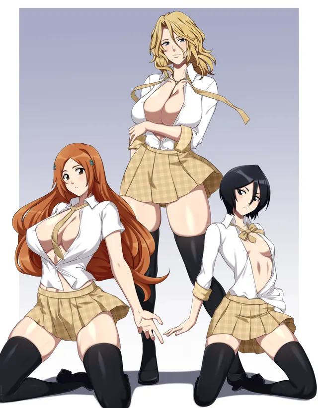 Rangiku, Orihime and Rukia by @LindaRozeArt