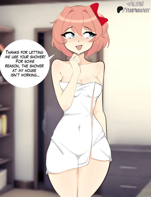 Post-shower Sayori [The_Fish_Art]