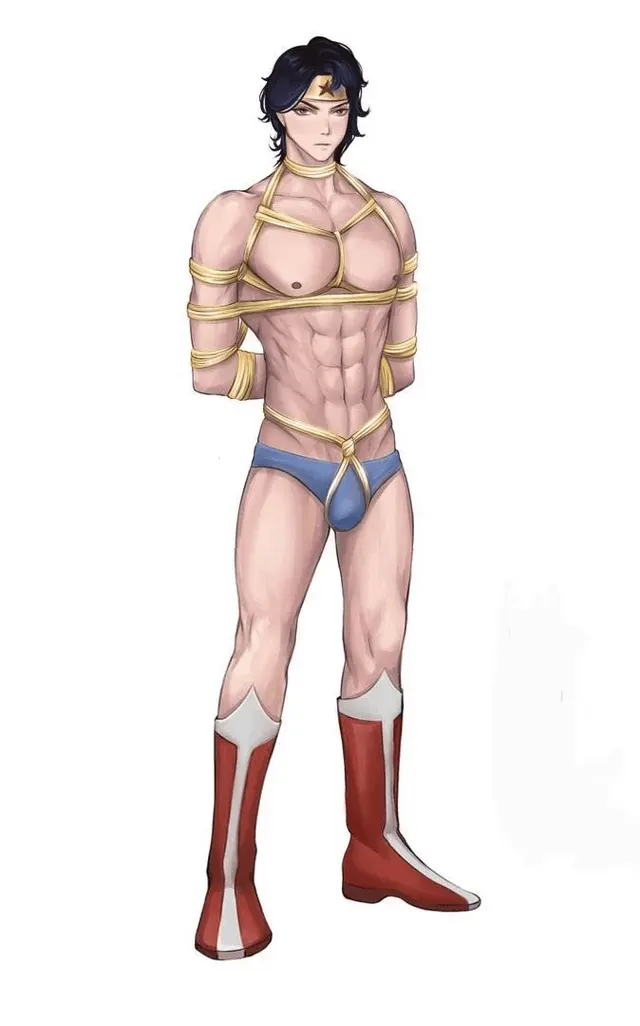 Male Wonder Woman, still in bondage