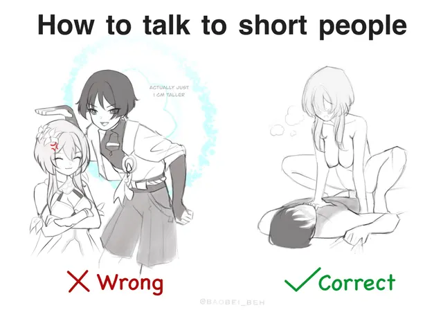 The proper way to talk to short people