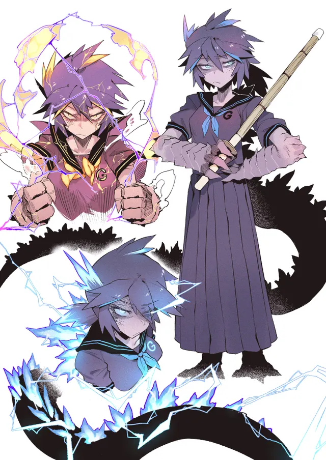 Kaiju Girls (Godzilla, Rodan, King Ghidorah, Mothra) [@Karasu_Chan1204]