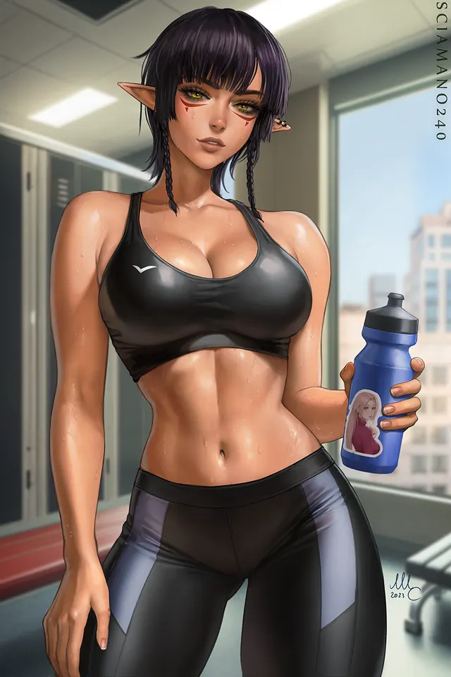 Dark Elf Valerie at the Gym [Original] (Sciamano240)