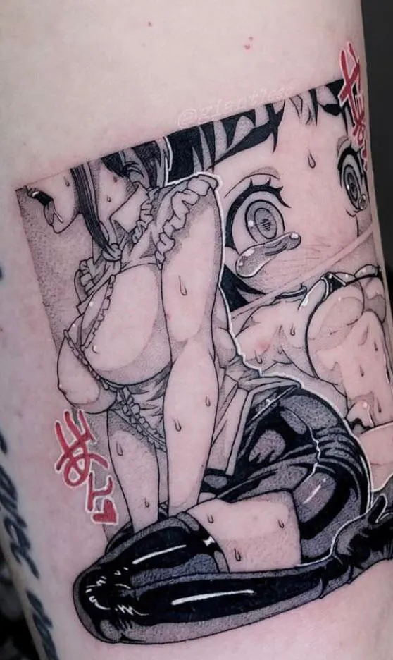 LF Mono source: 1girl, tears, sweat, drool, latex, thigh high boots, skirt, tongue out, tied hair, big breasts, bra, collar