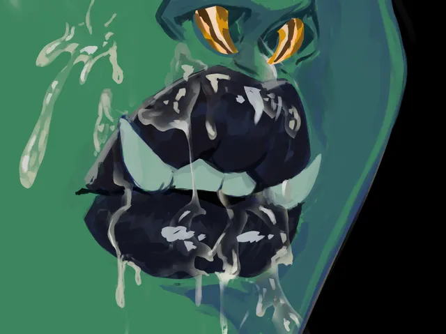 Gren with a fresh glaze on her lips