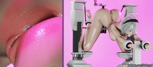 2B Getting her pussy and ass flogged in machine bondage