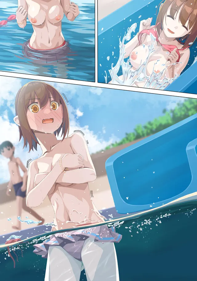 Losing her top on the slide 