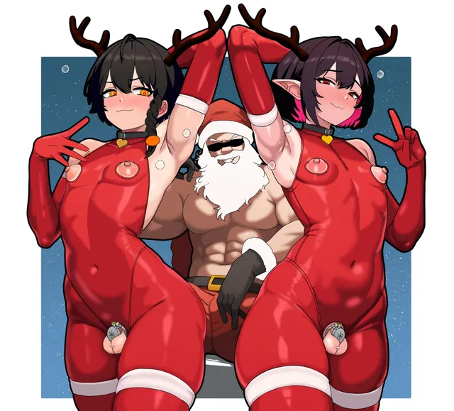 Santa clauss is coming to town~ with his locked reindeers