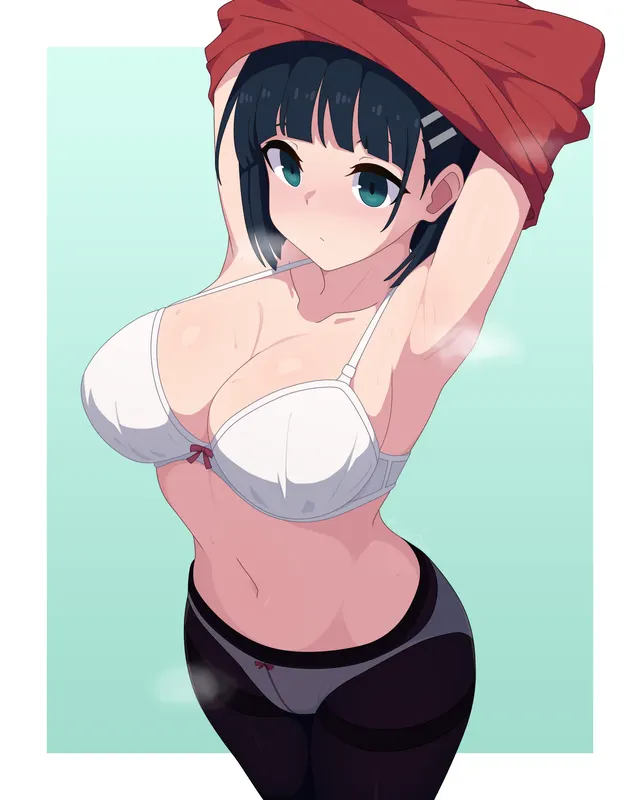 Suguha undressing after a sweaty workout