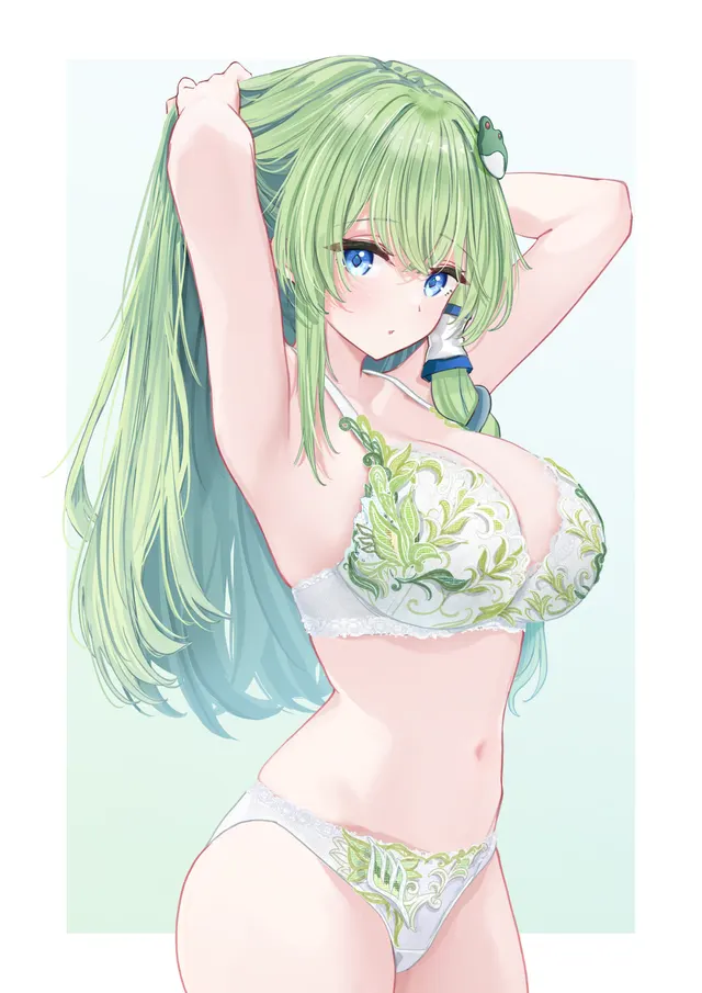 Sanae wearing fancy lingerie