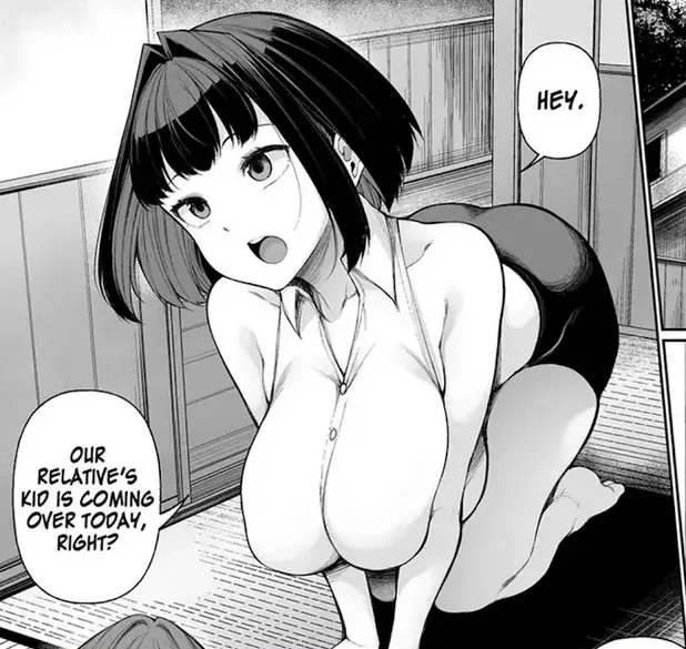 LF Mono Source: "Hey. Our relative's kid is coming over today, right?"