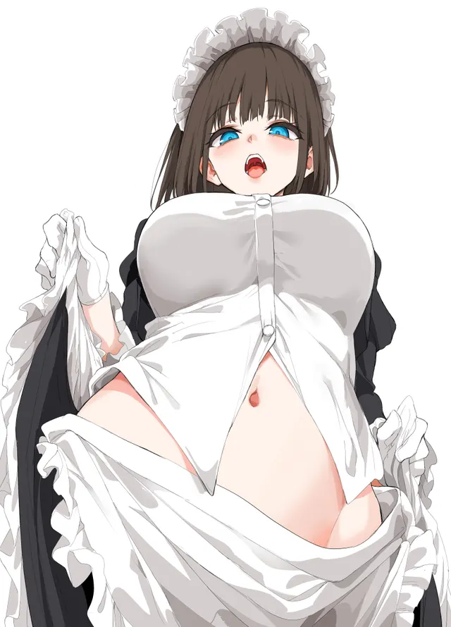 Maid showing off her tummy