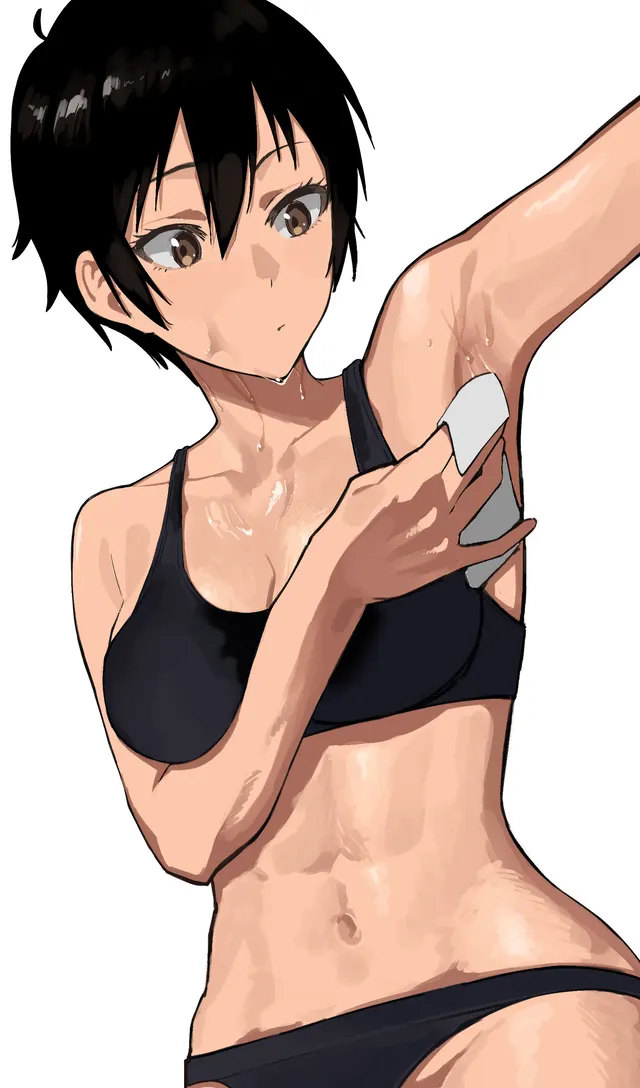 Wiping away the sweat