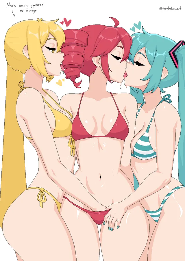 Neru, Teto and Miku in swimsuits (nevtelen) [Vocaloid]