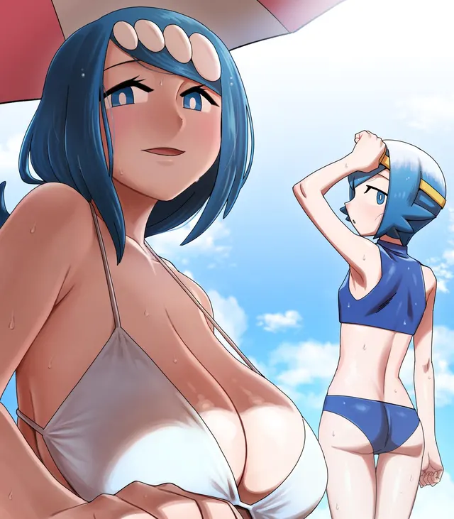Lana & her mom by the beach ⛱️ [Pokémon]