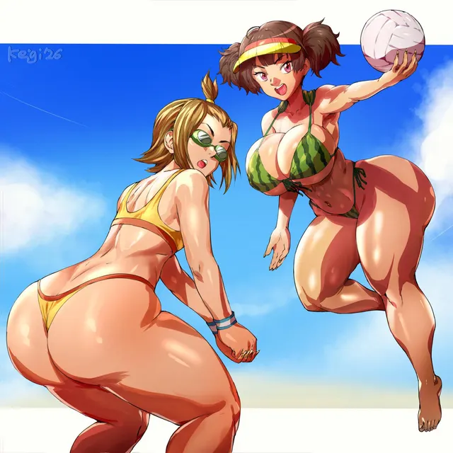 Ritsu Tainaka & Jun Suzuki playing volleyball 🏐