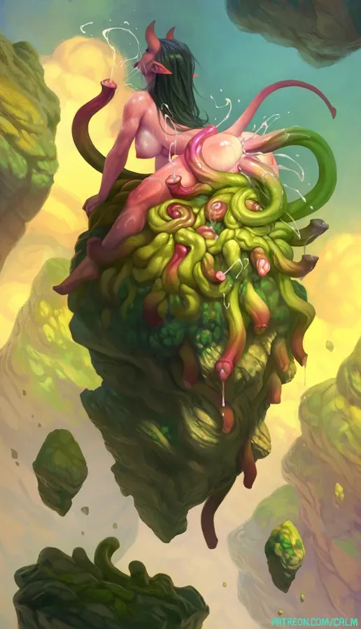 (Female) Tiefling enjoys a colony of wild tentacles