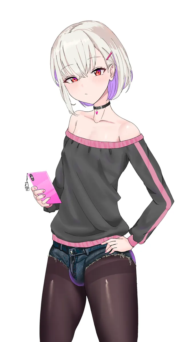 Denim shorts and black tights