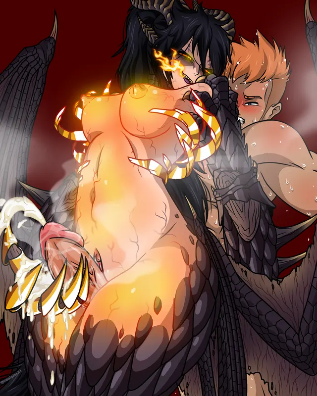 Corrupted Fatalis Hunter with Axe Cadet Aiden- By C00laise