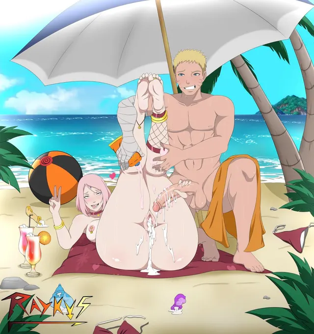Naruto and Sakura on the Beach