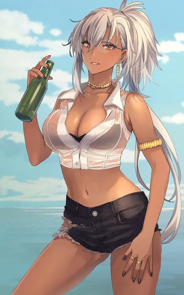 Musashi bringing some bling to the beach (skchkko)[Kancolle]