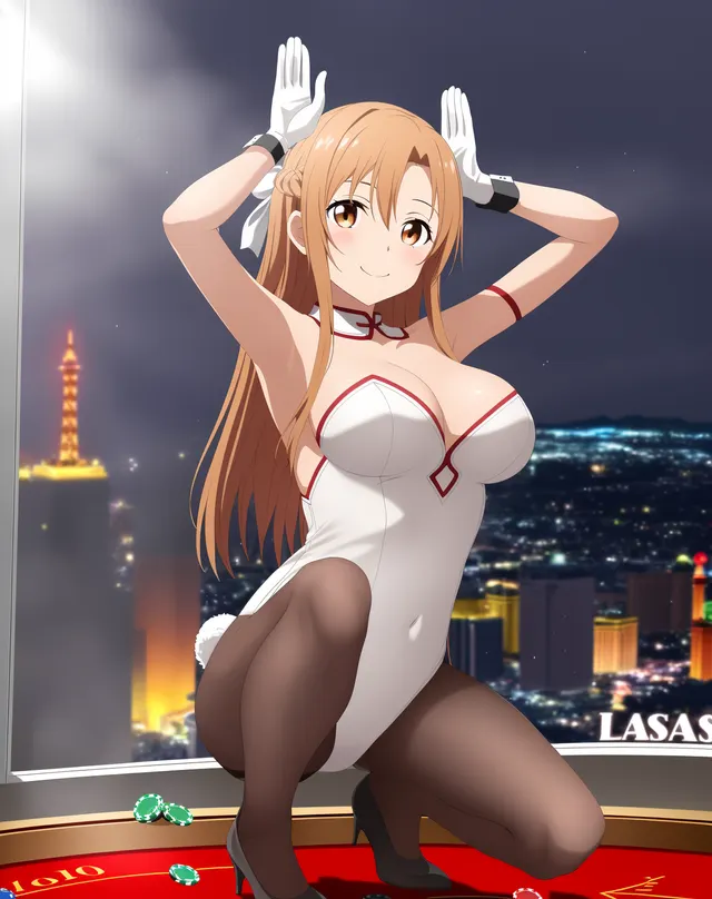 Asuna doing bunny girl pose